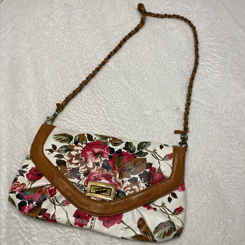 Aldo purse- white, floral and light brown